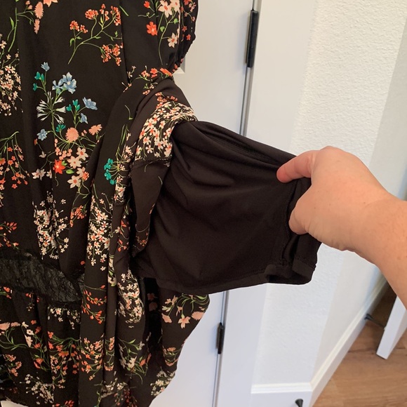 Black floral prairie/peasant/boho/70s Dress Lane Bryant Sz 28 Maxi Length - Picture 6 of 8